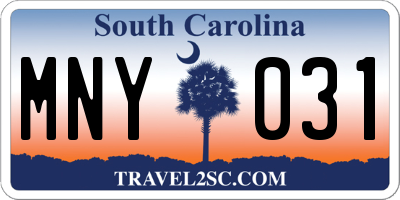 SC license plate MNY031