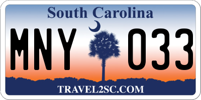 SC license plate MNY033