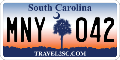 SC license plate MNY042