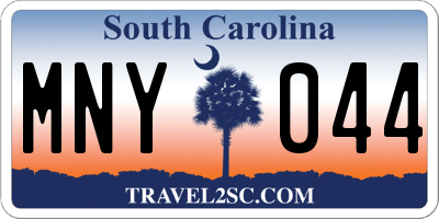 SC license plate MNY044