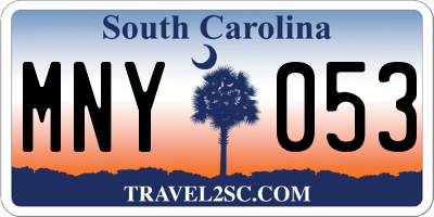 SC license plate MNY053