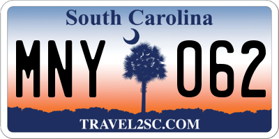 SC license plate MNY062