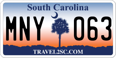 SC license plate MNY063