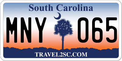 SC license plate MNY065