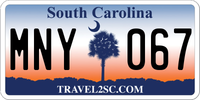SC license plate MNY067