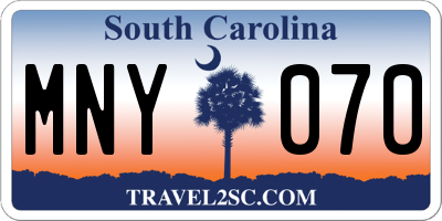 SC license plate MNY070