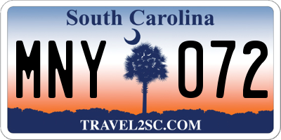 SC license plate MNY072
