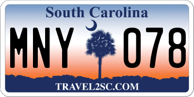 SC license plate MNY078