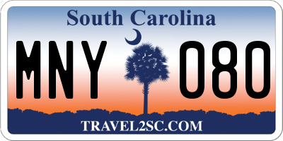 SC license plate MNY080