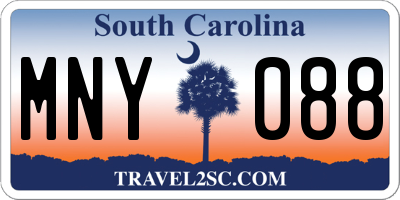 SC license plate MNY088