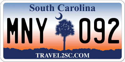 SC license plate MNY092