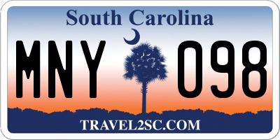 SC license plate MNY098