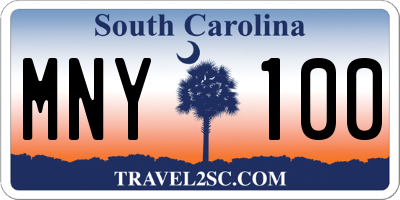 SC license plate MNY100