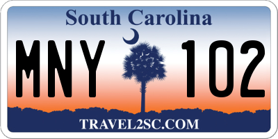 SC license plate MNY102