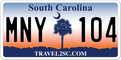 SC license plate MNY104