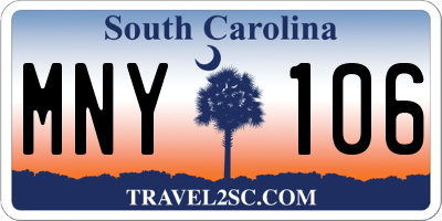 SC license plate MNY106