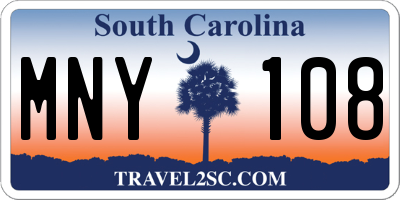 SC license plate MNY108