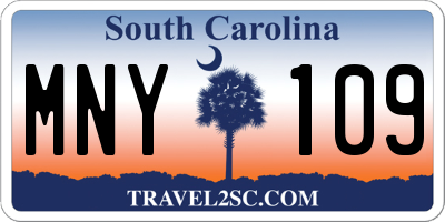 SC license plate MNY109