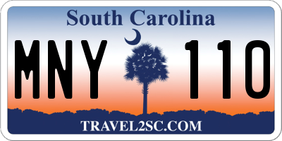 SC license plate MNY110