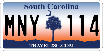 SC license plate MNY114