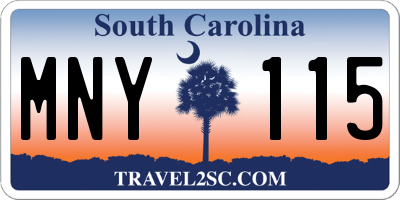 SC license plate MNY115