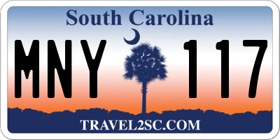 SC license plate MNY117