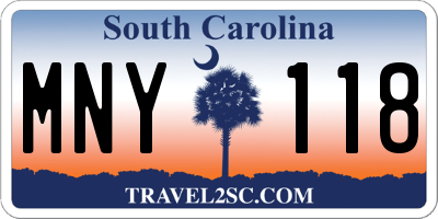 SC license plate MNY118