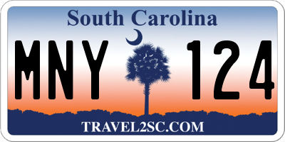 SC license plate MNY124