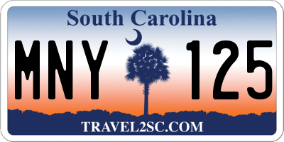 SC license plate MNY125