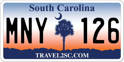 SC license plate MNY126