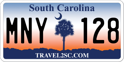 SC license plate MNY128