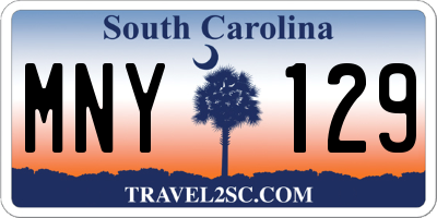 SC license plate MNY129