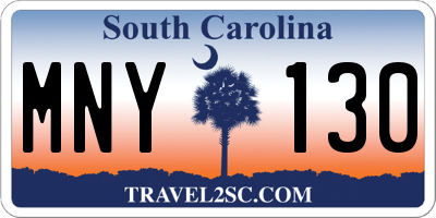 SC license plate MNY130