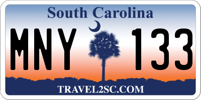 SC license plate MNY133