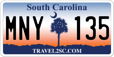 SC license plate MNY135