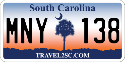 SC license plate MNY138