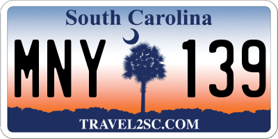 SC license plate MNY139