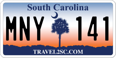 SC license plate MNY141
