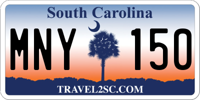 SC license plate MNY150