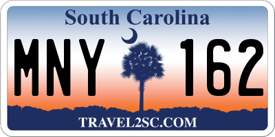 SC license plate MNY162