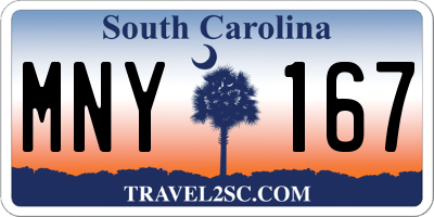 SC license plate MNY167