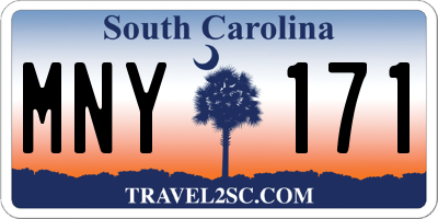 SC license plate MNY171
