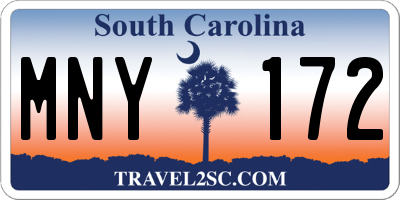 SC license plate MNY172