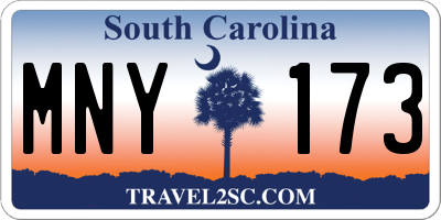 SC license plate MNY173