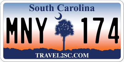 SC license plate MNY174