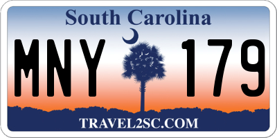 SC license plate MNY179