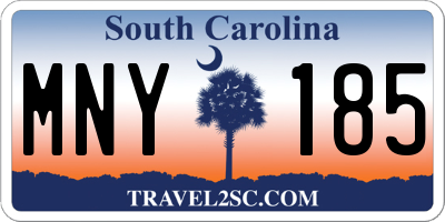 SC license plate MNY185