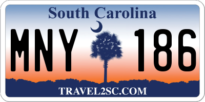 SC license plate MNY186