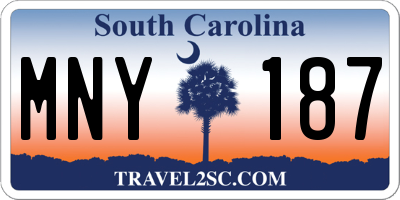 SC license plate MNY187