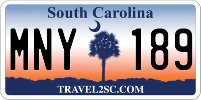 SC license plate MNY189